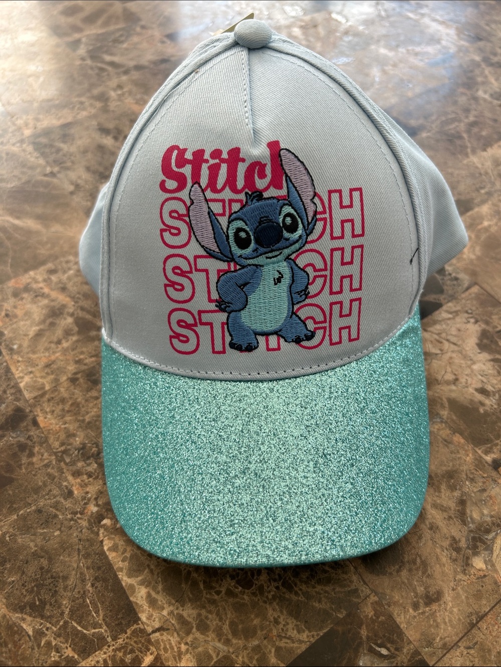 NWT 🆕 Disney Stitch Adjustable Glitter Brim Kids Cap - 4-6 years